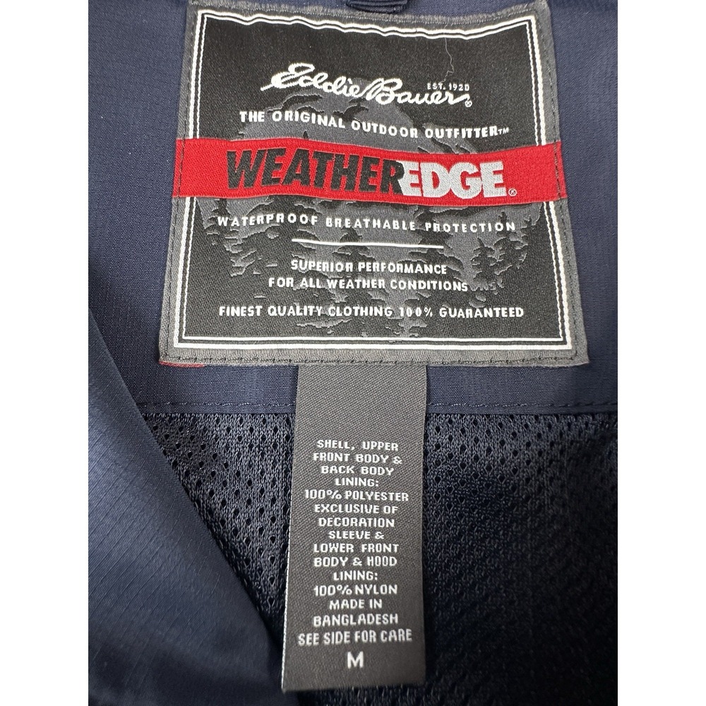 Eddie Bauer WeatherEdge Jacket Women's Medium Navy Blue Waterproof Hooded - Picture 4 of 16